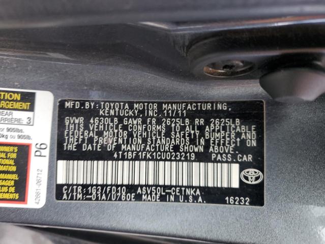 Photo 11 VIN: 4T1BF1FK1CU023219 - TOYOTA CAMRY 