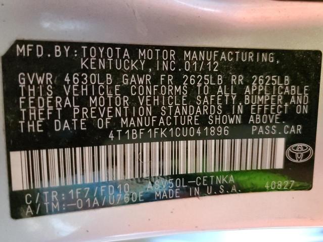 Photo 11 VIN: 4T1BF1FK1CU041896 - TOYOTA CAMRY 