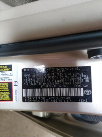 Photo 9 VIN: 4T1BF1FK1CU045379 - TOYOTA CAMRY BASE 