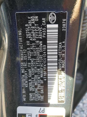 Photo 11 VIN: 4T1BF1FK1CU104169 - TOYOTA CAMRY 