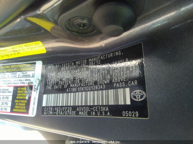 Photo 8 VIN: 4T1BF1FK1CU128343 - TOYOTA CAMRY 