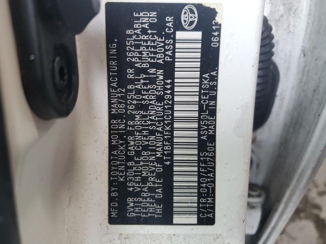 Photo 11 VIN: 4T1BF1FK1CU129444 - TOYOTA CAMRY BASE 