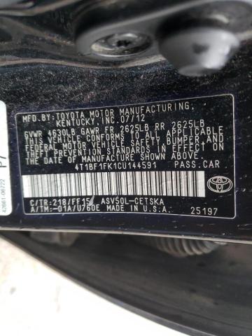 Photo 9 VIN: 4T1BF1FK1CU144591 - TOYOTA CAMRY BASE 