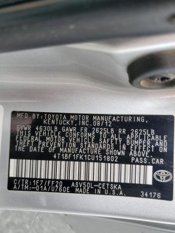 Photo 11 VIN: 4T1BF1FK1CU151802 - TOYOTA CAMRY BASE 