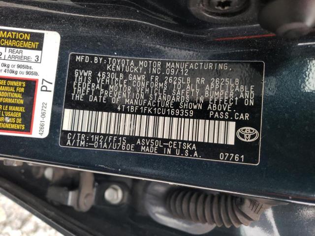 Photo 9 VIN: 4T1BF1FK1CU169359 - TOYOTA CAMRY BASE 