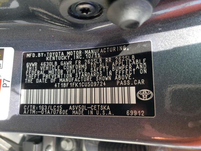 Photo 11 VIN: 4T1BF1FK1CU509724 - TOYOTA CAMRY 