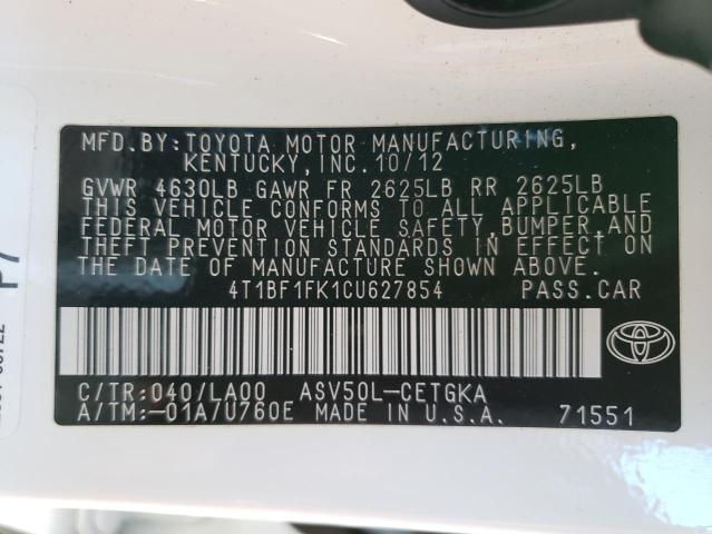 Photo 11 VIN: 4T1BF1FK1CU627854 - TOYOTA CAMRY BASE 