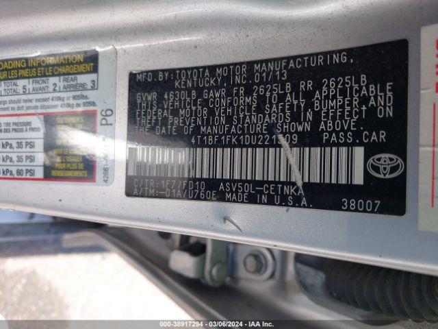 Photo 8 VIN: 4T1BF1FK1DU221509 - TOYOTA CAMRY 