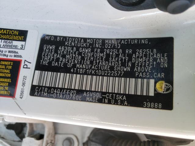 Photo 9 VIN: 4T1BF1FK1DU222577 - TOYOTA CAMRY L 