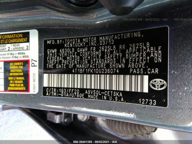 Photo 8 VIN: 4T1BF1FK1DU236074 - TOYOTA CAMRY 