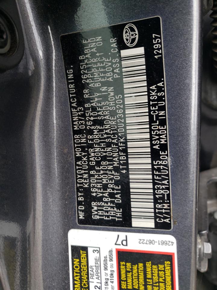 Photo 11 VIN: 4T1BF1FK1DU236205 - TOYOTA CAMRY 