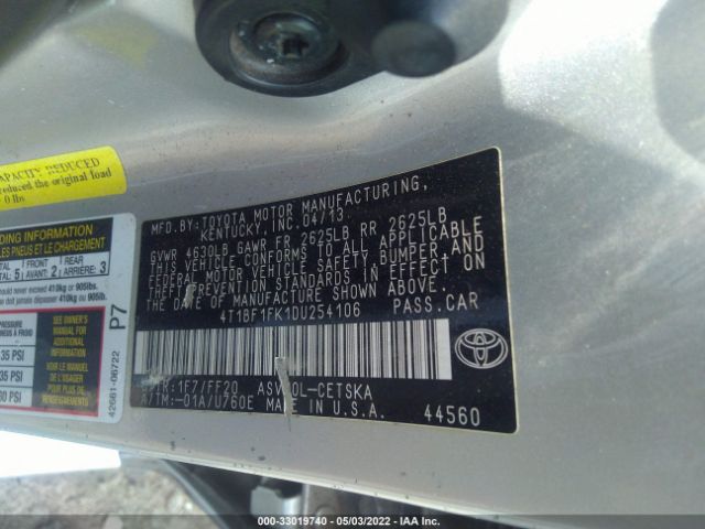 Photo 8 VIN: 4T1BF1FK1DU254106 - TOYOTA CAMRY 