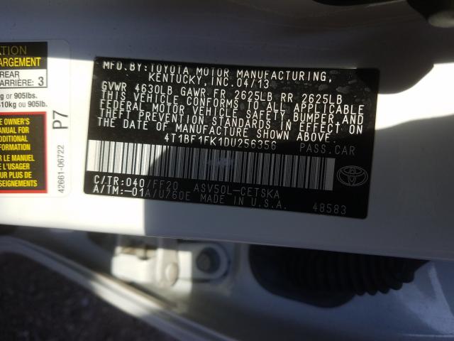 Photo 9 VIN: 4T1BF1FK1DU256356 - TOYOTA CAMRY L 