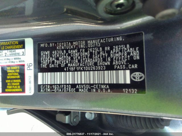 Photo 8 VIN: 4T1BF1FK1DU263923 - TOYOTA CAMRY 