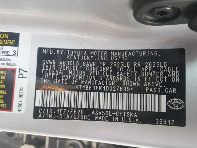 Photo 9 VIN: 4T1BF1FK1DU276994 - TOYOTA CAMRY L 