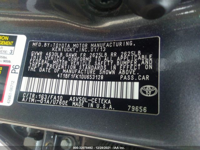 Photo 8 VIN: 4T1BF1FK1DU653128 - TOYOTA CAMRY 