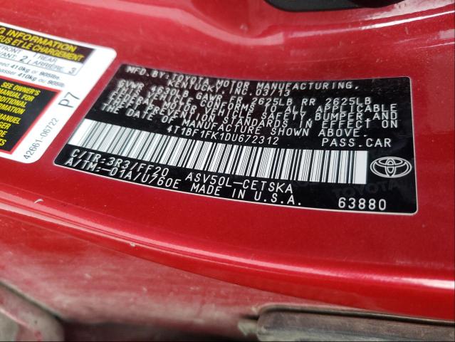 Photo 9 VIN: 4T1BF1FK1DU672312 - TOYOTA CAMRY L 