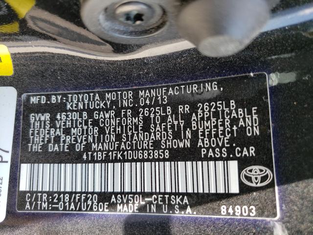 Photo 9 VIN: 4T1BF1FK1DU683858 - TOYOTA CAMRY L 