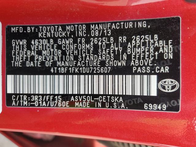 Photo 11 VIN: 4T1BF1FK1DU725607 - TOYOTA CAMRY 