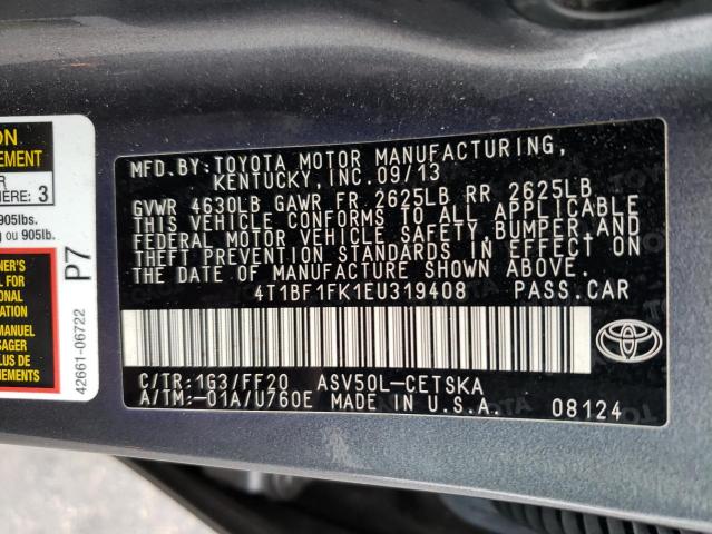 Photo 9 VIN: 4T1BF1FK1EU319408 - TOYOTA CAMRY L 