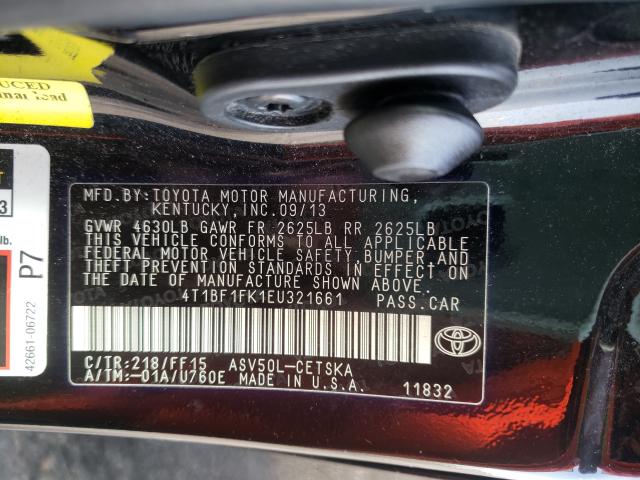 Photo 9 VIN: 4T1BF1FK1EU321661 - TOYOTA CAMRY L 