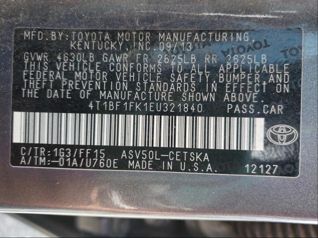 Photo 9 VIN: 4T1BF1FK1EU321840 - TOYOTA CAMRY L 