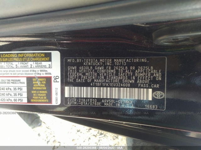 Photo 8 VIN: 4T1BF1FK1EU324608 - TOYOTA CAMRY 