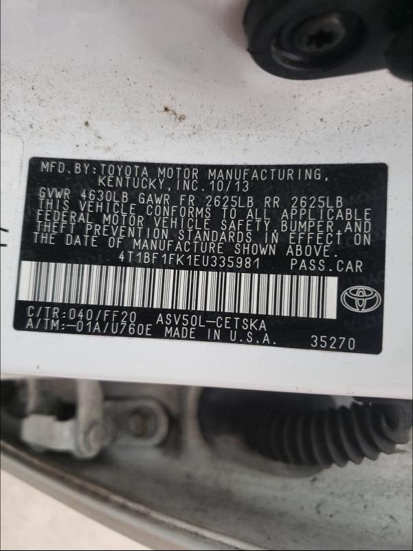 Photo 9 VIN: 4T1BF1FK1EU335981 - TOYOTA CAMRY L 