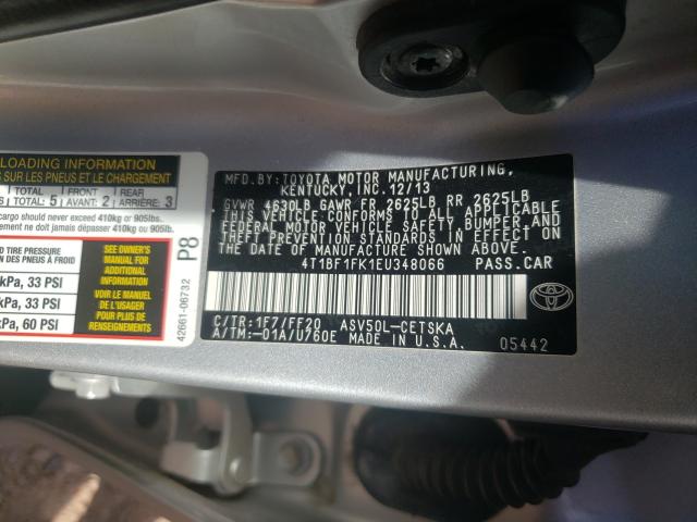 Photo 9 VIN: 4T1BF1FK1EU348066 - TOYOTA CAMRY L 