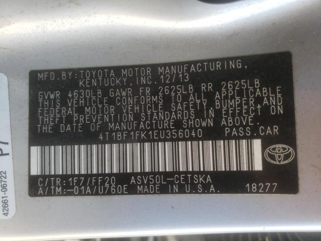 Photo 9 VIN: 4T1BF1FK1EU356040 - TOYOTA CAMRY L 