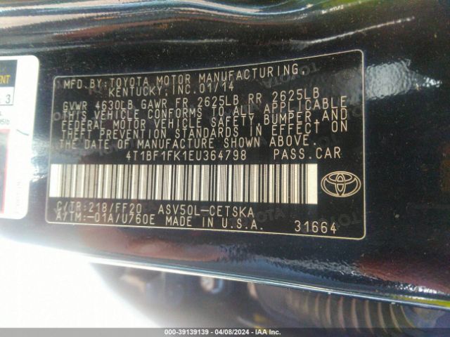 Photo 8 VIN: 4T1BF1FK1EU364798 - TOYOTA CAMRY 