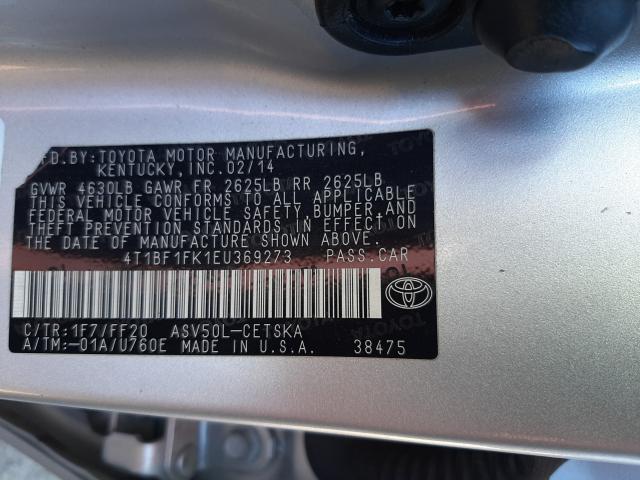 Photo 9 VIN: 4T1BF1FK1EU369273 - TOYOTA CAMRY L 