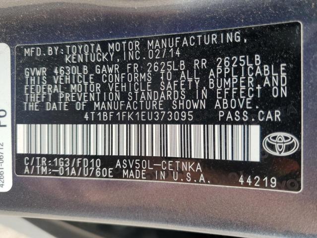 Photo 11 VIN: 4T1BF1FK1EU373095 - TOYOTA CAMRY L 