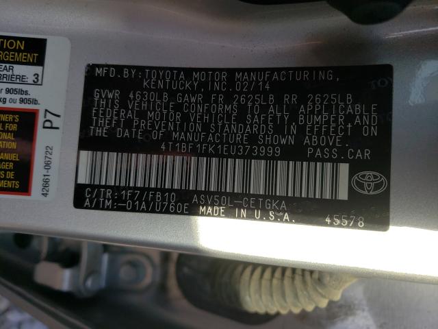 Photo 9 VIN: 4T1BF1FK1EU373999 - TOYOTA CAMRY L 