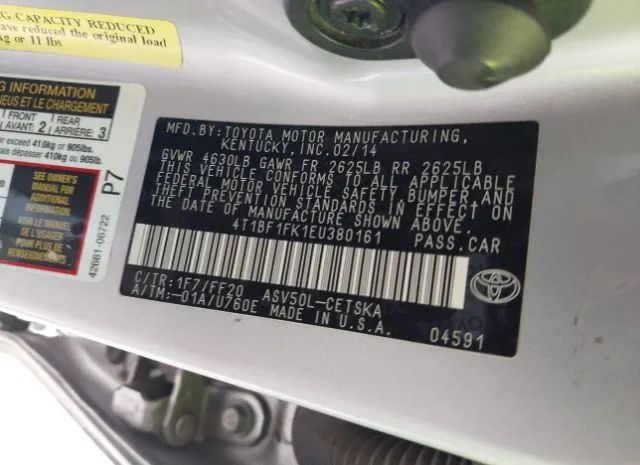 Photo 8 VIN: 4T1BF1FK1EU380161 - TOYOTA CAMRY 