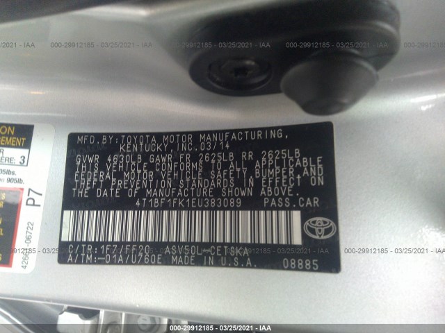 Photo 8 VIN: 4T1BF1FK1EU383089 - TOYOTA CAMRY 