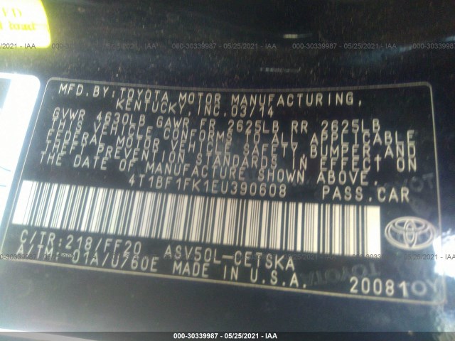 Photo 8 VIN: 4T1BF1FK1EU390608 - TOYOTA CAMRY 