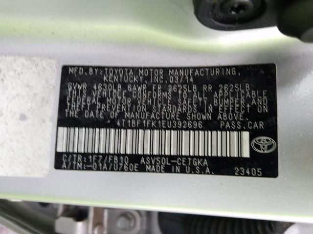 Photo 9 VIN: 4T1BF1FK1EU392696 - TOYOTA CAMRY L 