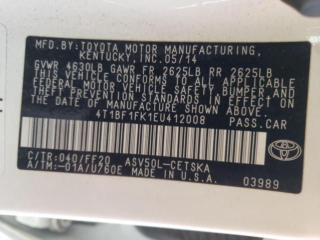 Photo 9 VIN: 4T1BF1FK1EU412008 - TOYOTA CAMRY L 