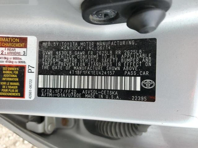 Photo 11 VIN: 4T1BF1FK1EU424157 - TOYOTA CAMRY L 