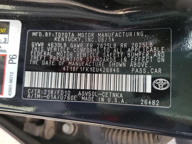 Photo 9 VIN: 4T1BF1FK1EU426846 - TOYOTA CAMRY L 