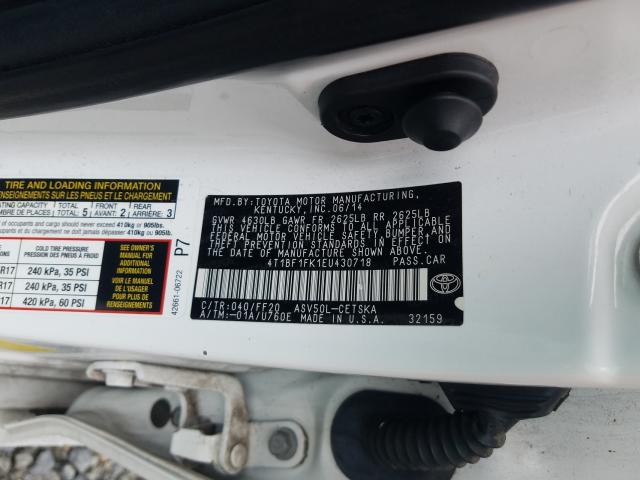 Photo 9 VIN: 4T1BF1FK1EU430718 - TOYOTA CAMRY L 