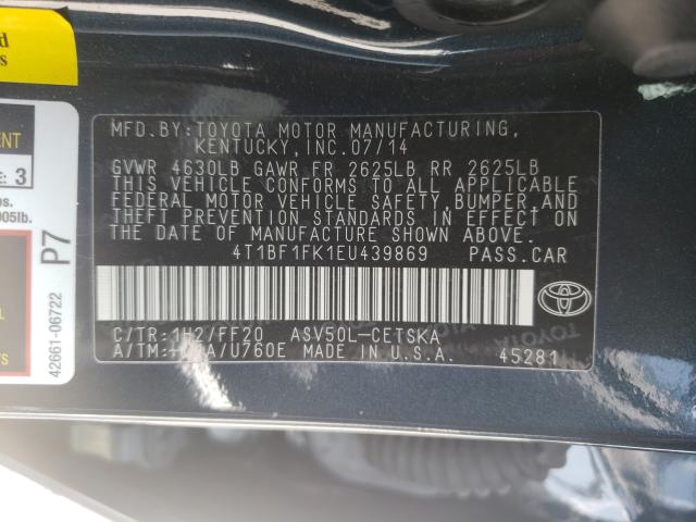 Photo 9 VIN: 4T1BF1FK1EU439869 - TOYOTA CAMRY L 