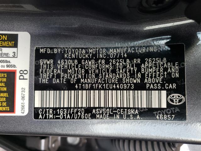 Photo 9 VIN: 4T1BF1FK1EU440973 - TOYOTA CAMRY L 