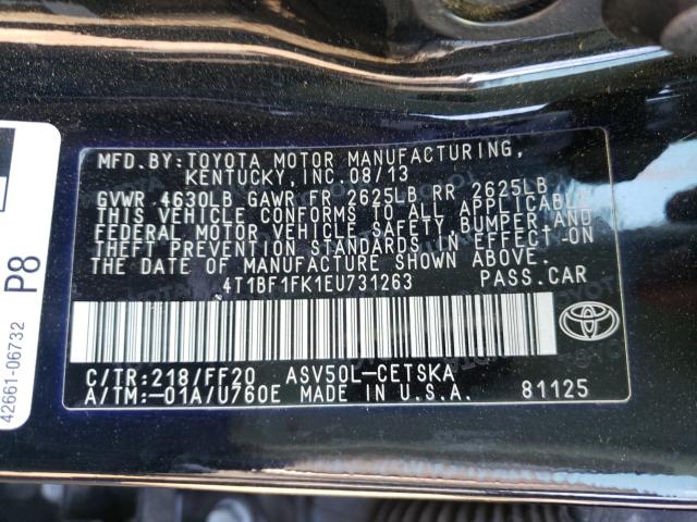 Photo 9 VIN: 4T1BF1FK1EU731263 - TOYOTA CAMRY L 