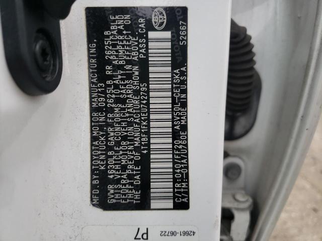 Photo 9 VIN: 4T1BF1FK1EU742795 - TOYOTA CAMRY L 