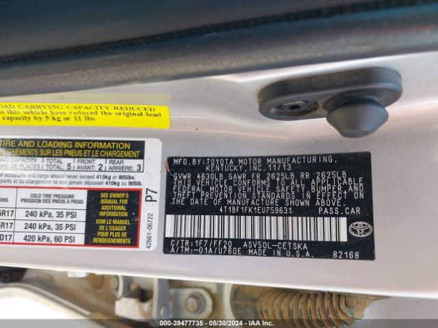 Photo 8 VIN: 4T1BF1FK1EU759631 - TOYOTA CAMRY 