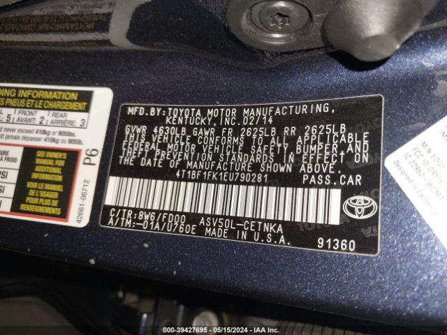 Photo 8 VIN: 4T1BF1FK1EU790281 - TOYOTA CAMRY 