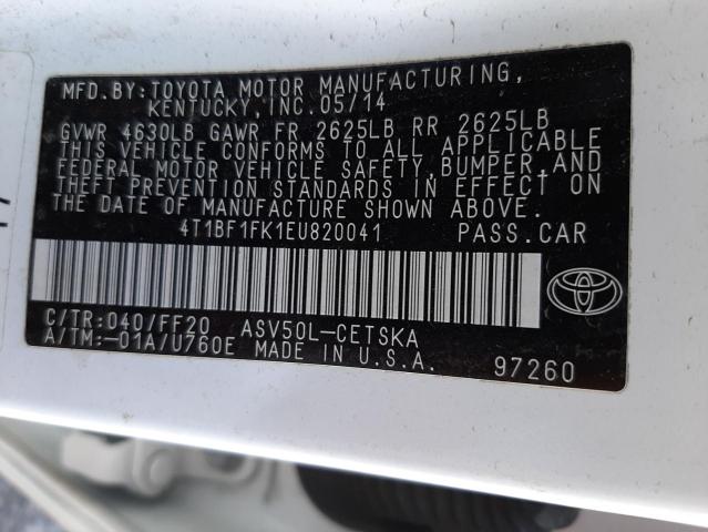 Photo 9 VIN: 4T1BF1FK1EU820041 - TOYOTA CAMRY L 