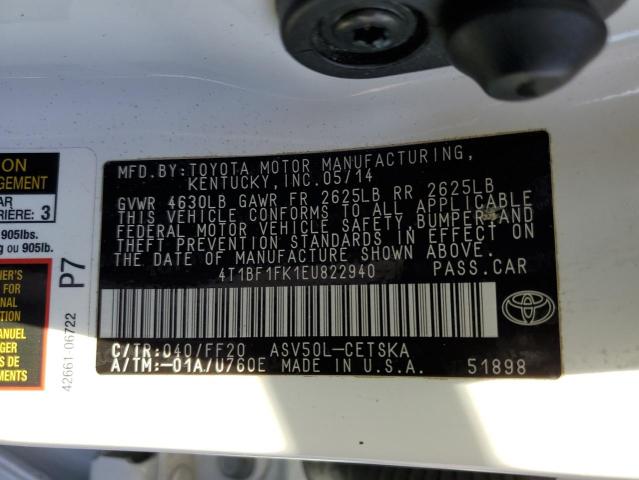 Photo 11 VIN: 4T1BF1FK1EU822940 - TOYOTA CAMRY L 